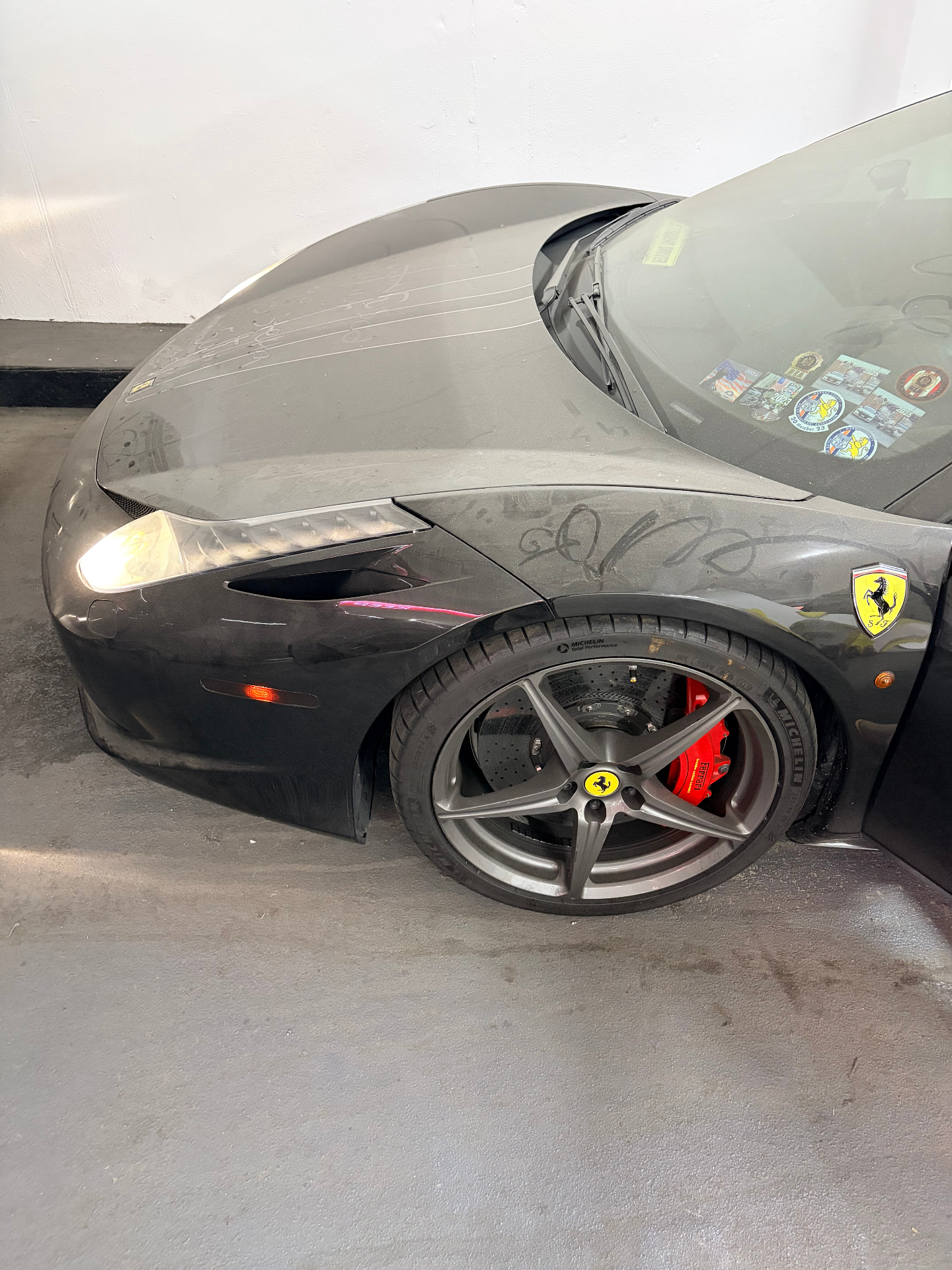 Roadside service performed on a Ferrari 458 in the Atlanta metro